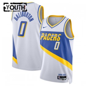 NBA Børn Trøje Indiana Pacers Tyrese Haliburton 2025-26 Nike City Edition Hvid Swingman